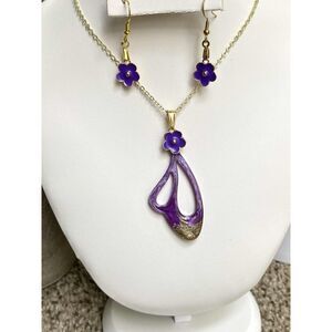 Handmade Resin Purple Petal Resin Jewelry Set – Purple Flower Accent
